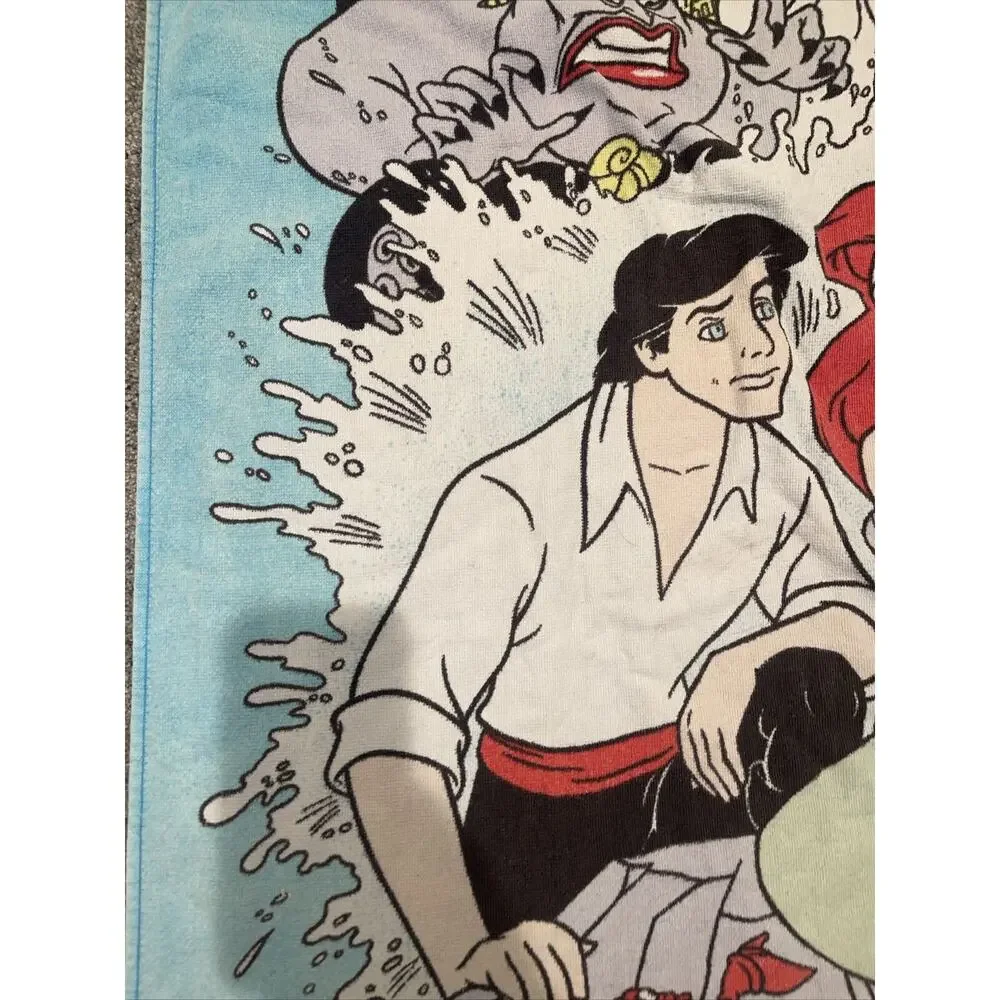 Little Mermaid Vintage 1990's Franco Disney Beach Towel 30x58 RARE Ariel Triton